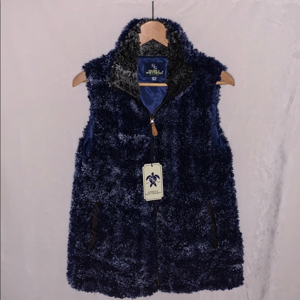 ✨NWT✨Simply Southern Women’s Blue Sherpa Vest Size M